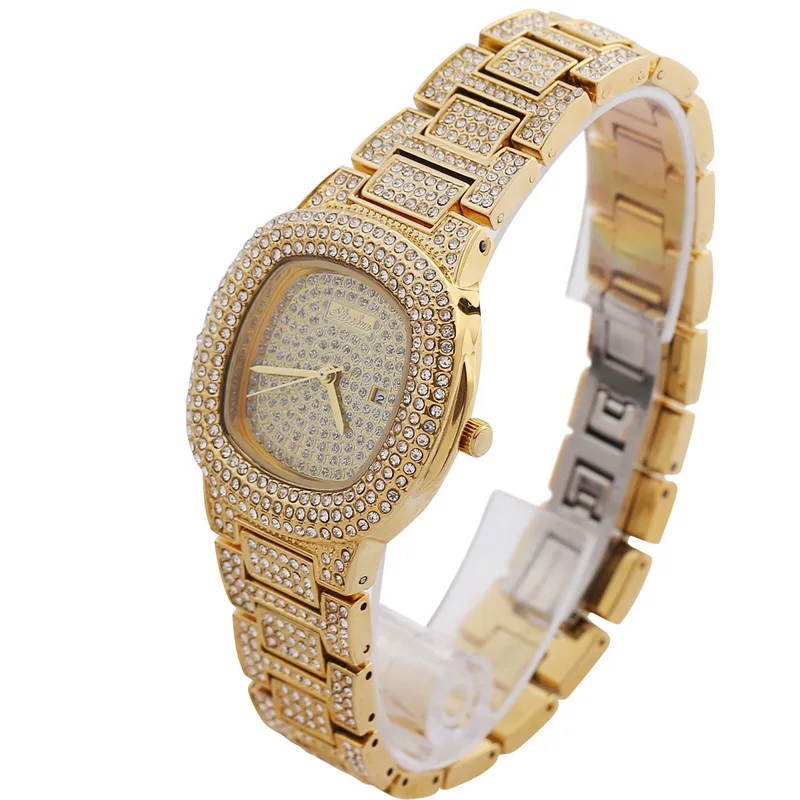 

2020 varledo Luxury Womens Unisex Crystal Watch Bling Iced-Out Watch Oblong Wristwatch Fashion Diamond Quartz Analog Watch
