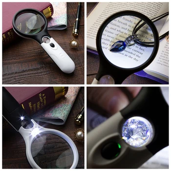 

Handheld 3X 45X Illuminated 3 LED Magnifier Microscope Double Lens Magnifying Glass Aid Reading For Seniors Loupe Jewelry Repair