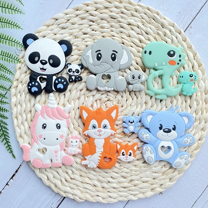 Teething Toys Silicone Teething Toys Baby Teething Toys Silicone Beads Silicone Teether Silicone Teething Beads 2pcs/set Silicone Beads Cartoon Animal Fox Baby Teether