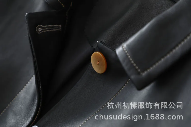 Autumn And Winter Simplicity Generous Short Sheep Skin Leather Coat Light Luxury Genuine Leather Clothes Coat