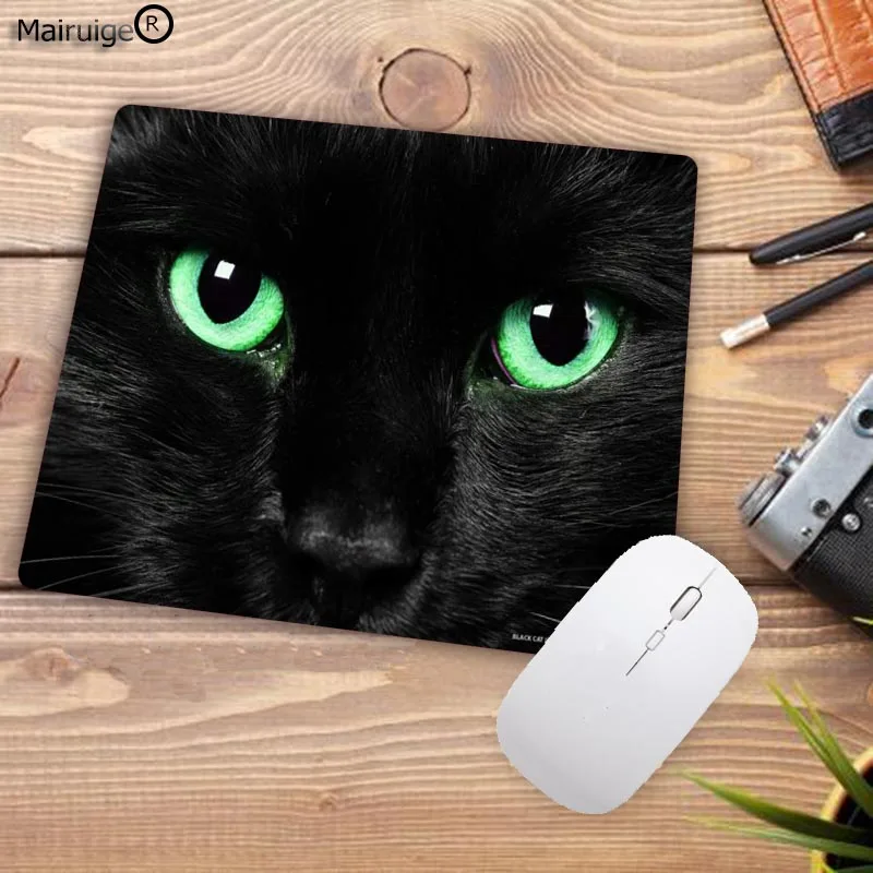 Большая Акция кошка зеленые глаза кошка лицо геймерская игра коврик для мыши дизайн шаблон компьютерный коврик для мыши игровой коврик для мыши 22X18 см