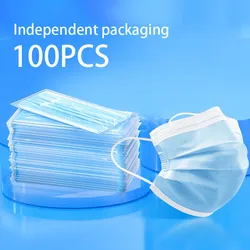 Bulk Pack of Disposable Blue Face Masks - Breathable, Protective, Non - Woven Filter Masks (100PCS - Blue)