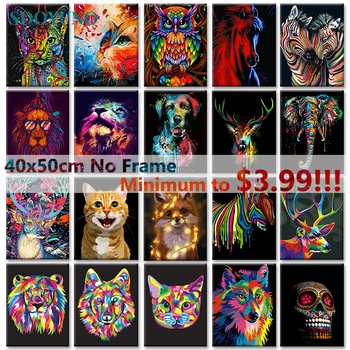 

SDOYUNO 40x50cm Painting By Numbers for Adults Colourful Animals DIY Pictures by numbers Lions Frameless Cat Digital Painting