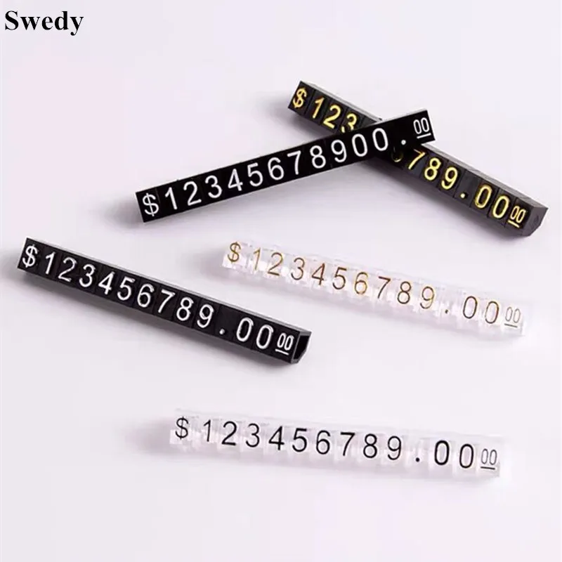 플라스틱 큐브 가격 표시 태그, 유로 달러 쥬얼리 가격 태그, 숫자 스탠드 프레임 라벨 샵, 4x6mm, 10 세트