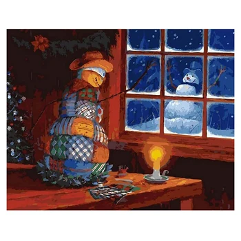 

DIY Paint By Numbers, Canvas Painting Kit for Adults, Drawing Paintwork with Paintbrushes, Acrylic Pigment-Snowman