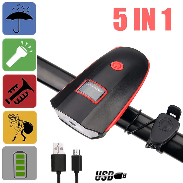 BATTERY DIPLAY RED SAENSHING перезаряжаемый Передний фонарь для велосипеда, фонарь для горного велосипеда, экран для дисплея аккумулятора, умный Головной фонарь для велосипеда - Цвет: BATTERY DIPLAY RED
