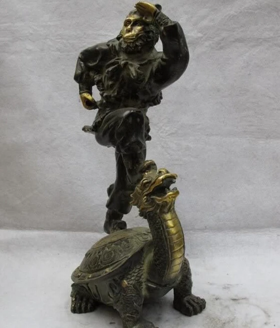 822+++++Classic Bronze Copper Gilt China fable Song Wu Kong Monkey King step on tortoise | Дом и сад