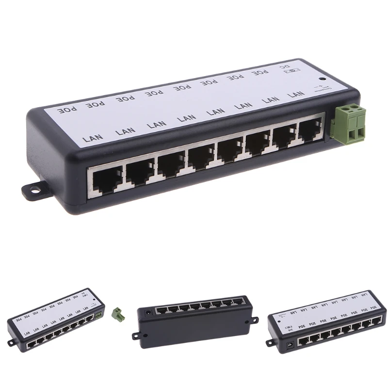 8 портов POE инжектор для видеонаблюдения IP камеры питания через Ethernet адаптер LX9A