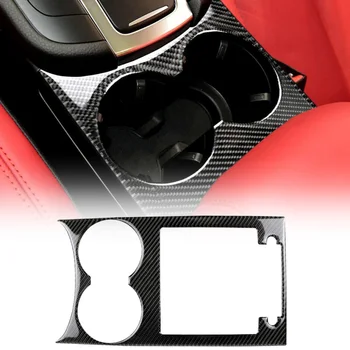 

1* Black Car Interior Water Cup Holder Panel Trim Stylish Design Carbon Fiber Decoration For Porsche Macan 2015-2018