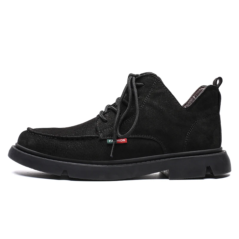 Черный Martin boots, flat shoes for men, casual shoes for everyday wear, high-grade shoes for men, leather high-top shoes, size 48 for - Цвет: Черный