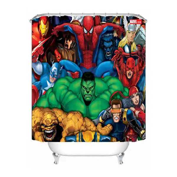 Пользовательские Мстители, герой Marvel водонепроницаемый Душ занавес для дома ванной комнаты s крючки полиэстер ткань разные размеры#0421-sohu-09 - Цвет: Shower Curtain