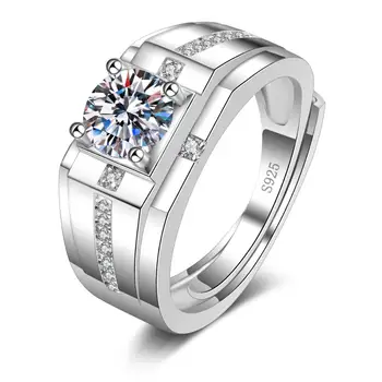 

Zircon Diamond Wedding Ring Original 18K White Gold Pt Silver 925 Ring Adjustable Size Women Gift