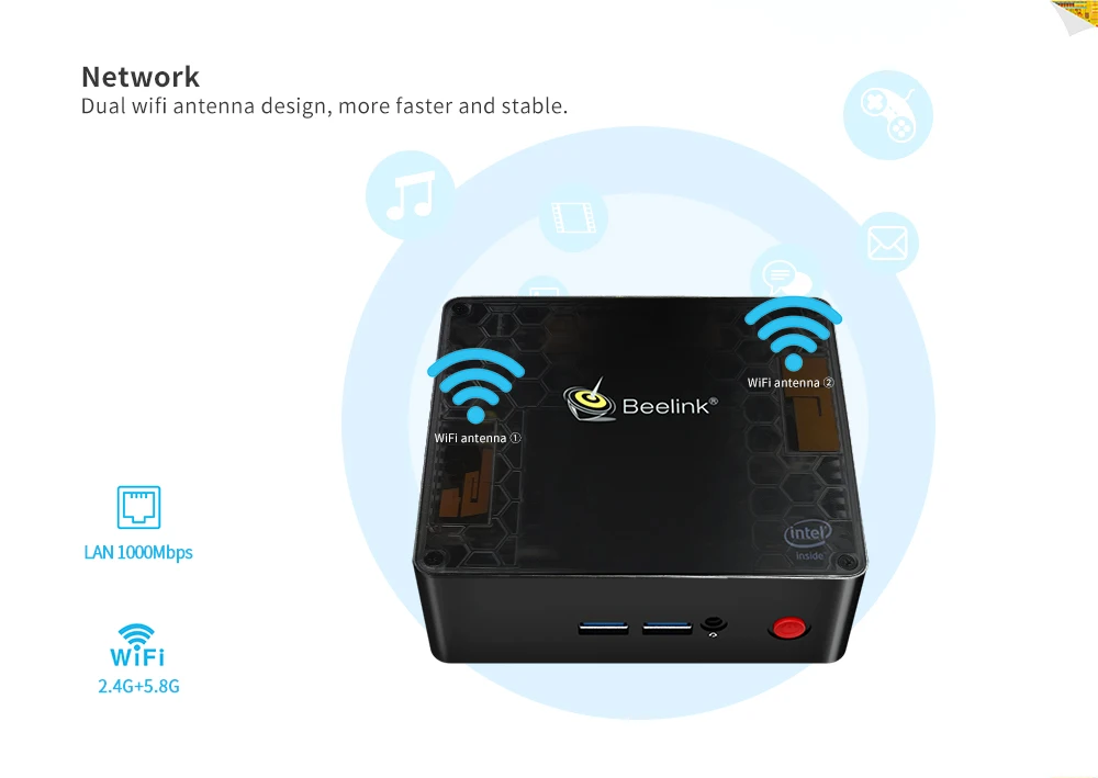 Beelink Gemini X55 Мини ПК процессор J5005 DDR4 8G 128G windows10 портативный мини ПК 2,4G 5G Wifi BT4.0 1000M LAN 4K медиаплеер