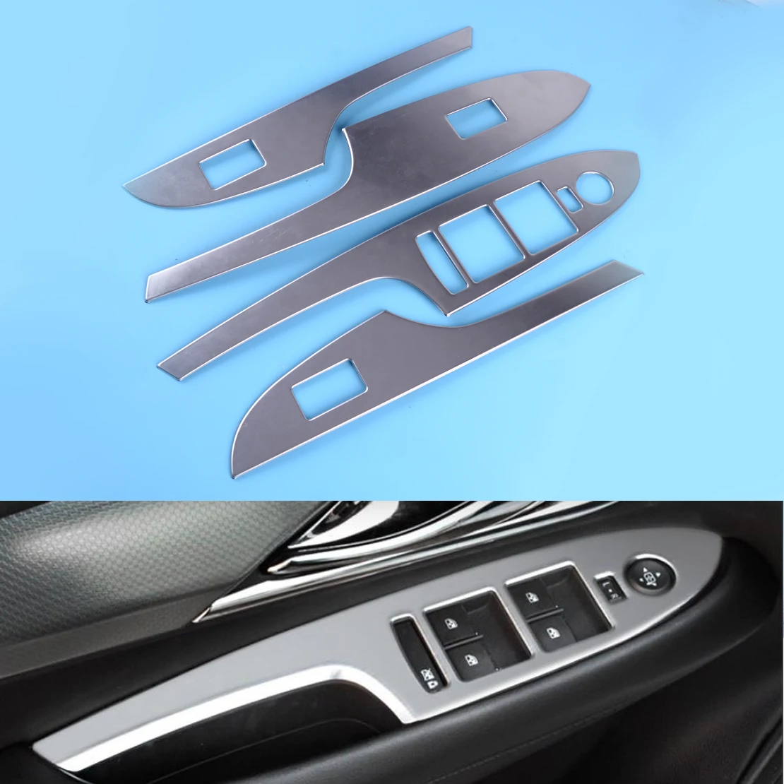 beler 4Pcs Stainless steel Interior Door Armrest Window Button Lifter Cover Trim Fit For Cadillac SRX 2010-2013
