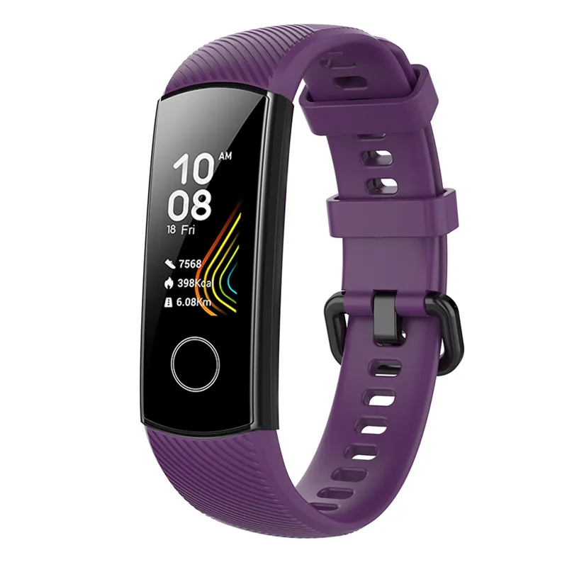 Силиконовый ремешок для huawei honor band 5, умный Браслет, ремешок на запястье для honor band 4, резиновый браслет, умные Сменные аксессуары - Цвет: Purple strap