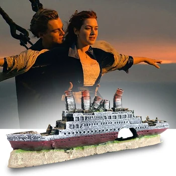 

Aquarium decorations titanic model ship Shipwreck Resin Artificial Fish Tank Sunk Boat Cruise Ornament Fish Hiding Cave