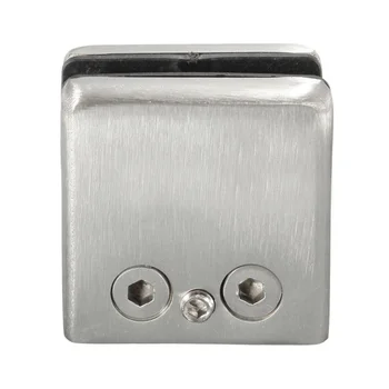 

4Pcs Stainless Steel Square Clamp Holder Bracket Clip For Glass Shelf Handrails Silver