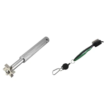 

2 Pcs Tool: 1 Pcs Golf Club Cleaning Brush and Groove Cleaner with Retractable Reel & 1 Pcs Golf UV Groove Edge Iron We