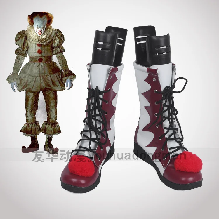 

Scary Joker Pennywise Cosplay Shoes Stephen King's It Chapter Two 2 Horror Clown Red Boots Halloween Party Accessorie