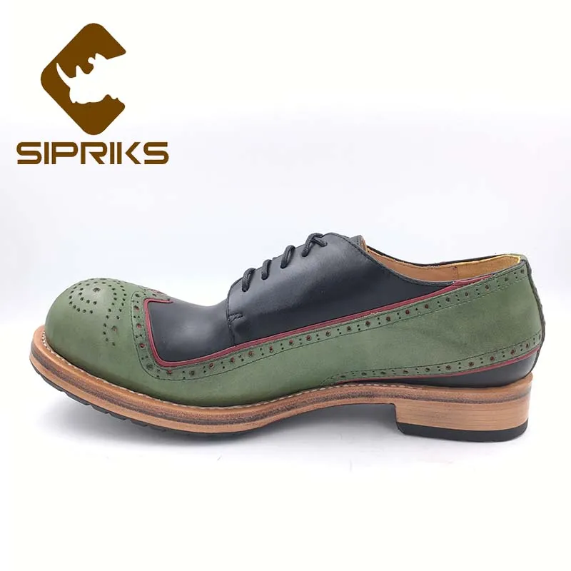 Sipriks/Мужская обувь с перфорацией типа броги из телячьей кожи Цвет зеленый черный