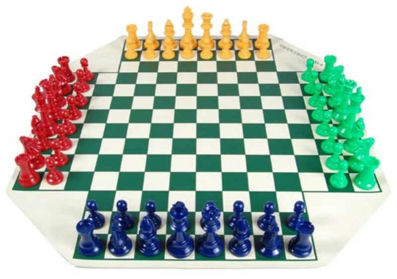 4 WAY Chess Set 4-player Chess Game Board Games Medieval Chesses Set With 60cm Chessboard 68 Pieces 97mm King Travel Game board game foldable chess board table games folding chess board chess pieces and board