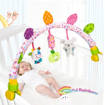 

Baby Toys Stroller Car Clip Cute Rattles Hanging Baby Mobile Ring Bed Bell Stroller Toys Soft Bed Pram Baby Music Toy 0-12 month