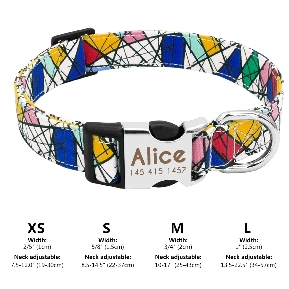 Custom Small Medium Large Dog Cat Collar Personalized Engraved Name ID Adjustable Nylon Puppy Collars Chihuahua Pug Dogs Collars