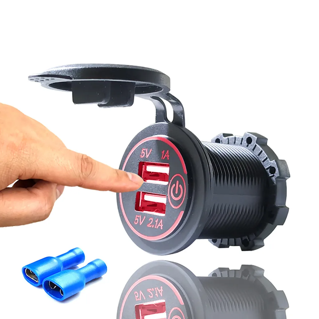 Автомобильный usb Зарядное устройство 12 V-24 V Водонепроницаемый 3.1A& 4.2A& 4.8A Dual USB быстрой Зарядное устройство гнездо Мощность розетка с сенсорным переключателем для samsung