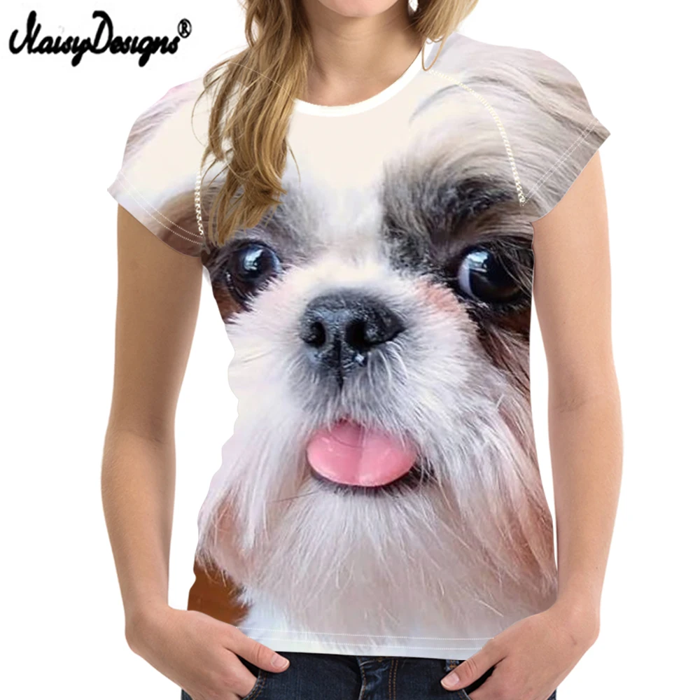 Женская футболка Топ Shih Tzu Dog с круглым вырезом, футболка, дышащая одежда ummer, Прямая поставка,, Col Roul Femme