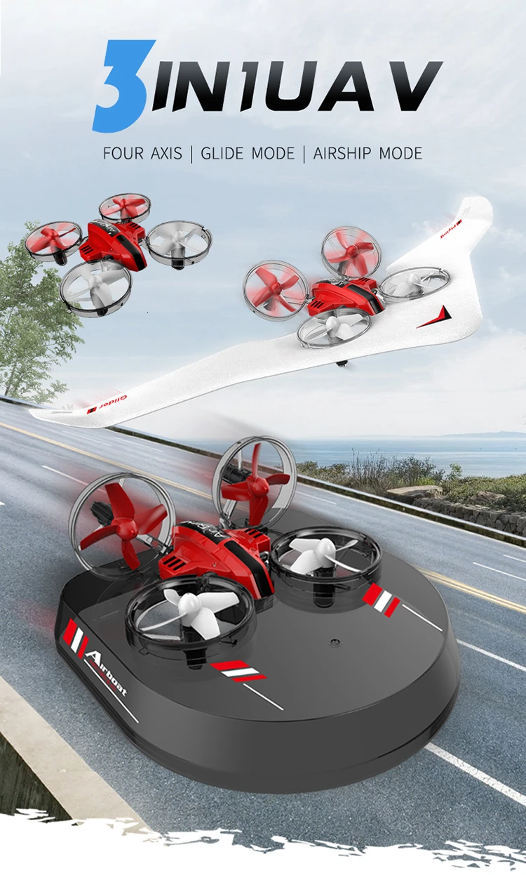 L6082 Air Genius RC Квадрокоптер самолет крошечный whuver все-в-одном DIY 2,4G RC Дрон для детей подарок RTF Квадрокоптер красный Самолеты
