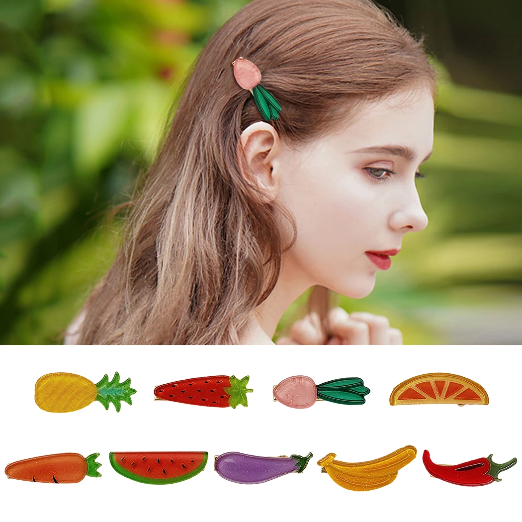 1Pc Creative Fruit And Vegetable Shape Hair Clip Cute Design Barrette Duckbill Pin Accessories |