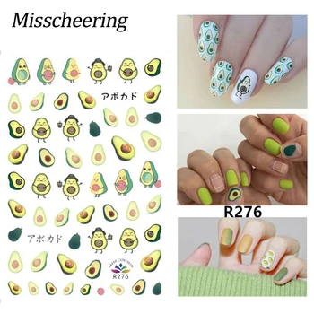 

DIY Plants Flower Gold Line Pattern 3D Nail Sticker Self-adhesive Decals Avocado leaves Cartoon Designs Manicure Nail Art Tips