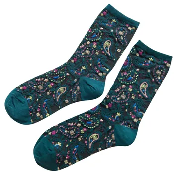

Woman Socks Cotton Socks Feather Print Middle Tube Socks Casual Colorful Winter And Autumn Sock Woman Socks Warm calcetines