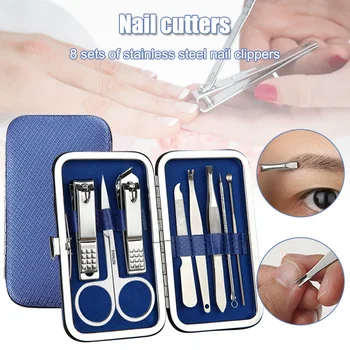 

Hot 8pcs Nail Clip Set Stainless Steel Nail Scissors Clipper Cutter Trimmer Manicure Fingernail Toenail Nail Art t6