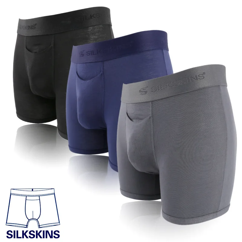 Terramar Men's 3&quot SilkSkins Light Boxer with Fly Modal Spandex Soft | Мужская одежда
