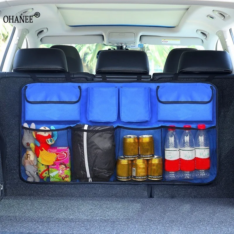 

OHANEE Oxford Car Rear Seat Back Trunk Storage Bag Multi Hanging Nets Pocket Organizer Stowing Tidying Interior Accessories