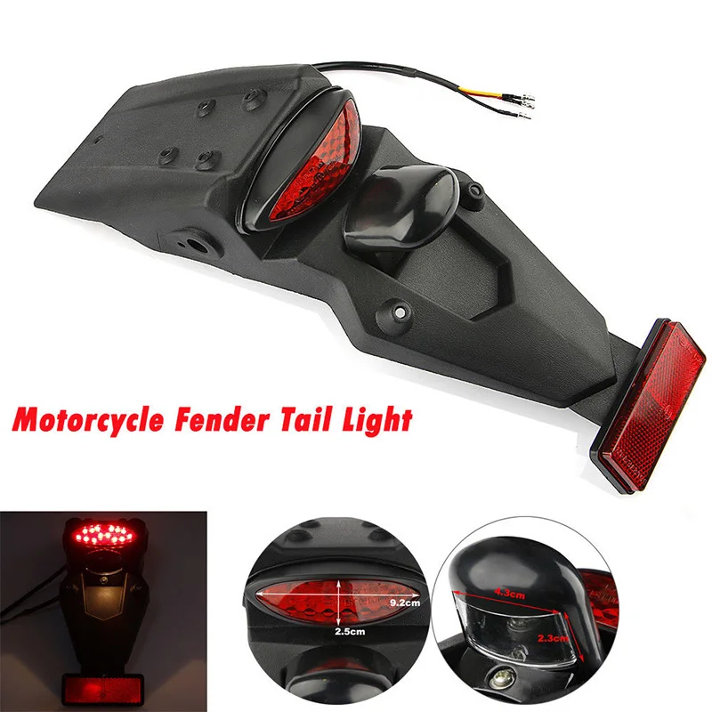 

ABS Plastic Light Black Rear Tail Lamp Universal Fender Mudguard LED Brake