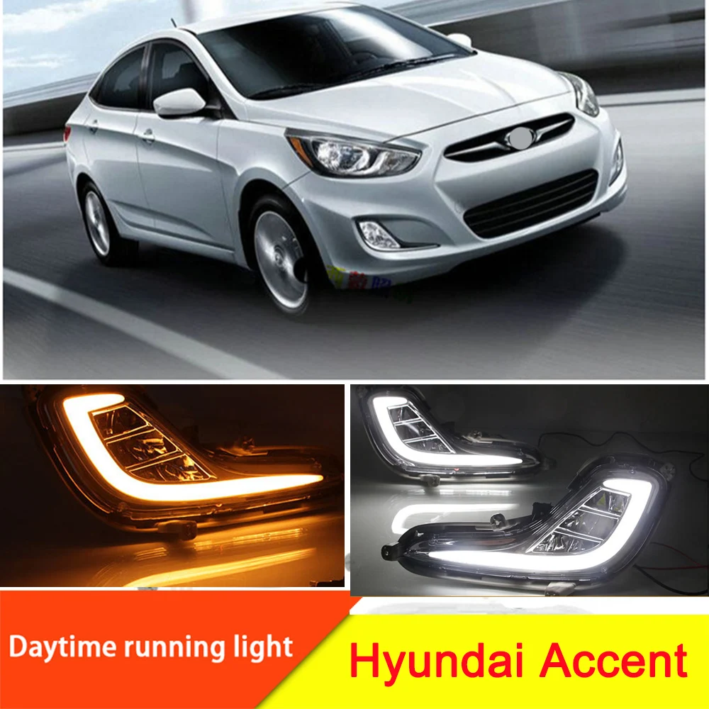 

2Pcs LED DRL For 2012-2013 Hyundai Accent Car LED DRL Daytime Running Light Fog Lamp Grille And Waterproof Wire Of Harness