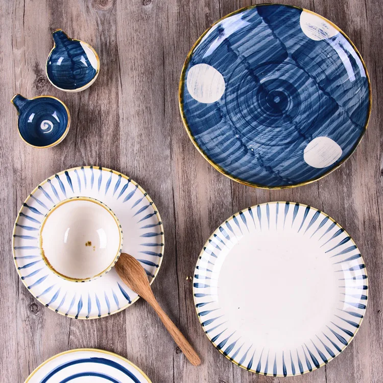 

Ceramic Tableware Bowl Dish & Plate Tableware Export Hand-Painted Cool Ceramic Plate Ceramic Soup Dishes Dish Customizable Plate
