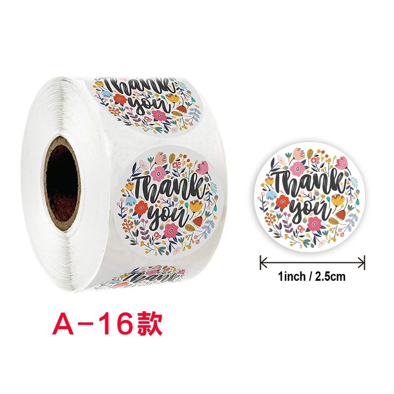 Factory Direct 500pcs 25mm Circle Flowers Thank You Stickers for Gift Paper Sticker for Birthday Party Wedding Decoration