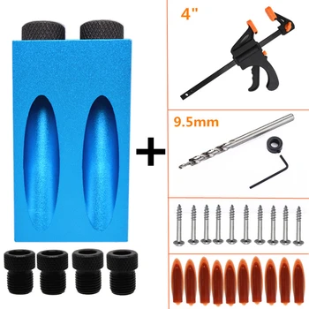 

Woodworking Pocket Hole Jig Kit 6/8/10mm Angle Drill Guide Set Hole Puncher Locator Jig Drill Bit Set For DIY Carpentry Tools