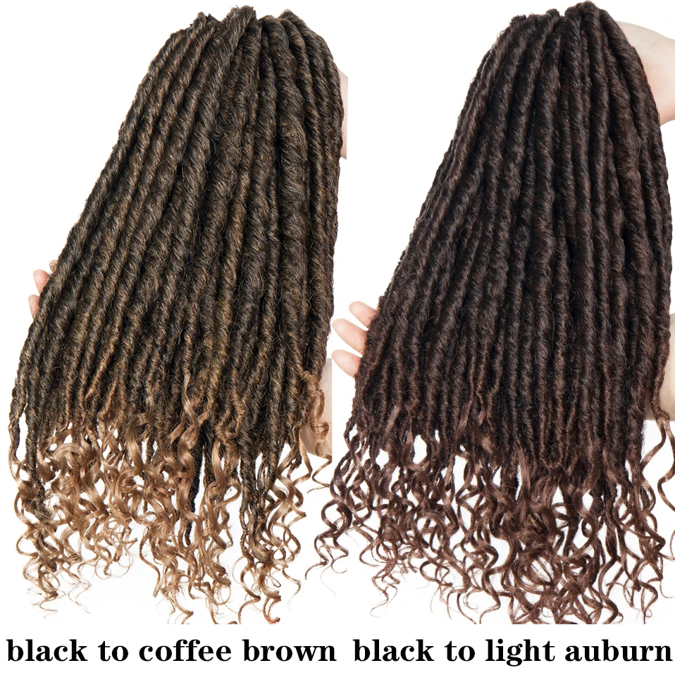 Trança de Cabelo Extensão do Cabelo para Mulher Hairro Sintético Polegada Deusa Faux Locs Crochê 24 Fios - Pçs Boêmio Ombre Trança 16 7 Cheap Dreadlocks ondulados