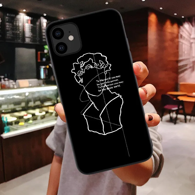 Black TPU Забавный чехол для iPhone 11 Pro Max 6 6s 7 8 Plus X XR XS Max чехол для телефона Абстрактное Искусство Статуя Мягкий ТПУ чехол для телефона для iPhone Xs - Цвет: Black TPU