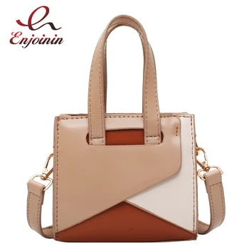 

SpeciallyContrast color Leather Crossbody Bags For Women Travel Handbag Fashion Simple Shoulder Simple Bag Ladies CrossBody Bag