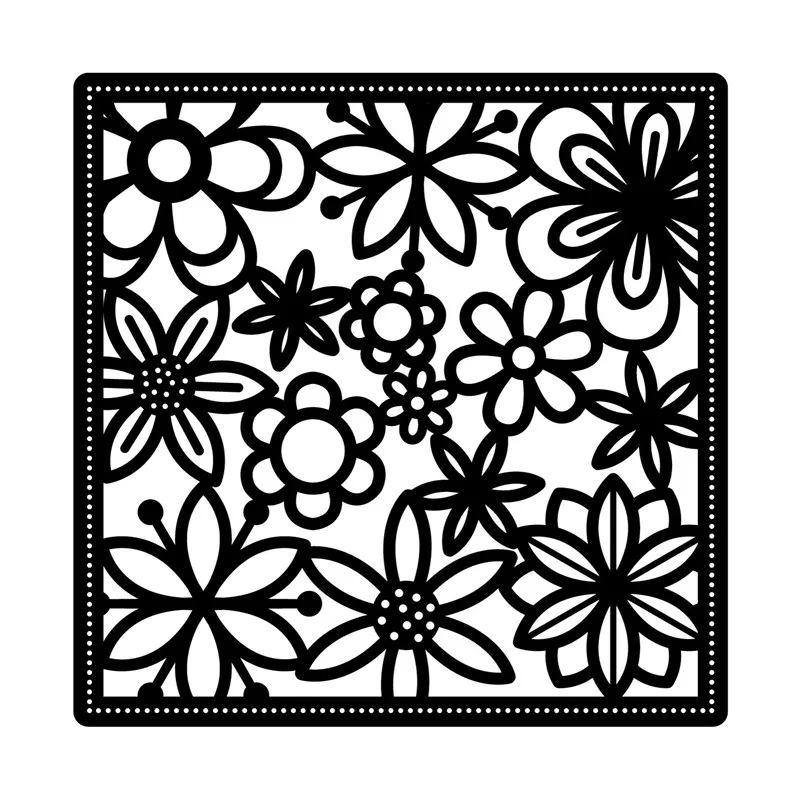 

DiyArts Squre Flower Dies Frame Metal Cutting Dies Card Making Scrapbooking Dies Embossing Stencil Background Lace Craft Dies