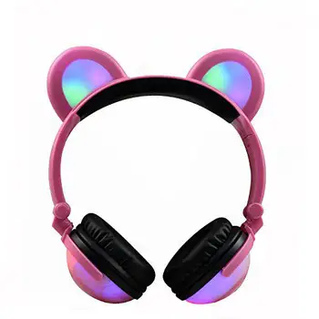 

EastVita Adjustable Folding Cartoon Fancy Bear Shape Stereo Glow Music Bass Charging Ears Headset