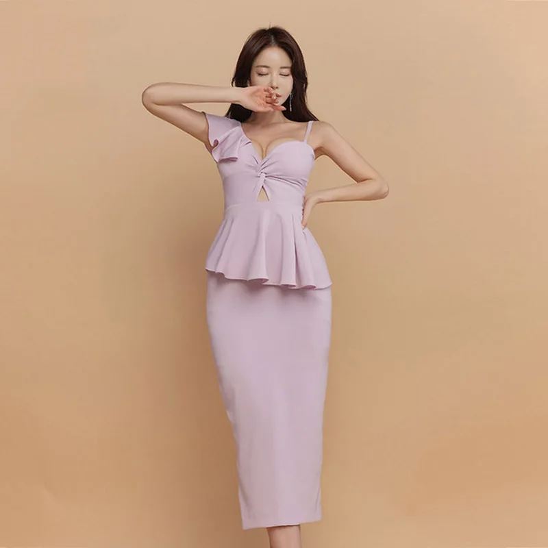 Women's Sexy Dress Long Sleeve V-neck Dresses Woman Party Night Solid Color Women Clothes Bandage Dress Celebrity Boho Clothes