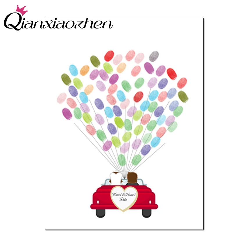 

Qianxiaozhen Personalized Custom Car Fingerprint Wedding Guest Book Wedding Decoration Mariage Gastenboek Decoracion