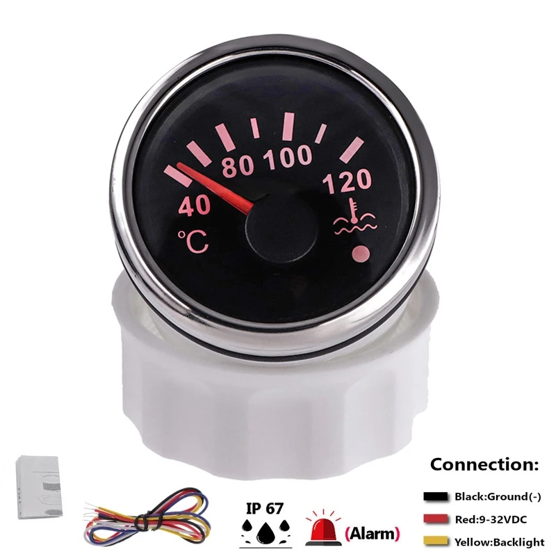 52ミリメートル車ボート冷却水温度計水温インジケータ40 1摂氏自動車オートメーター9 32v 水温ゲージ Aliexpress