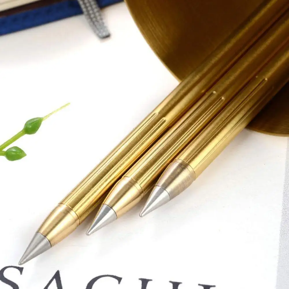 Retro Brass Inkless Pen Pure Brass Metal No-ink Pen Copper Gift Pen Stylus Everlasting Pencil Outdoor Travel 1PCS